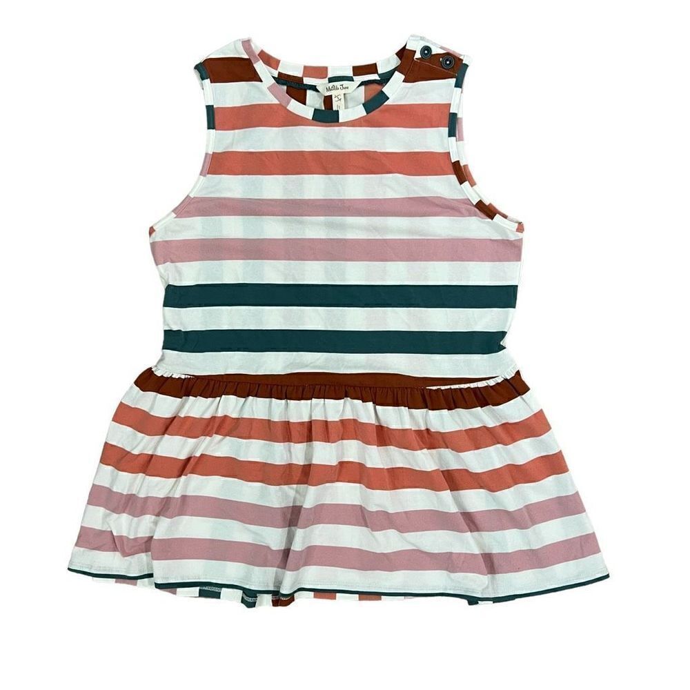 Matilda Jane Women’s Striped Wonderment Darling Day Peplum Tank Top Size Small